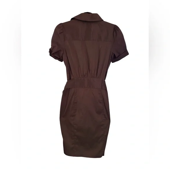 Diane Von Furstenberg Clive Chocolate Brown Military Button Up Shirt Dress Sz 8 - Picture 3 of 6